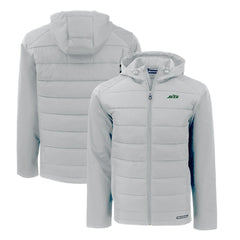 Cutter & Buck Primary Logo Evoke Hybrid Eco Softshell Recycled Full-Zip Hooded Jacket - New York Jets