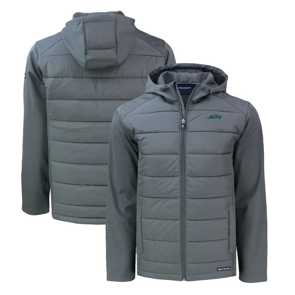 Cutter & Buck Primary Logo Evoke Hybrid Eco Softshell Recycled Full-Zip Hooded Jacket - New York Jets