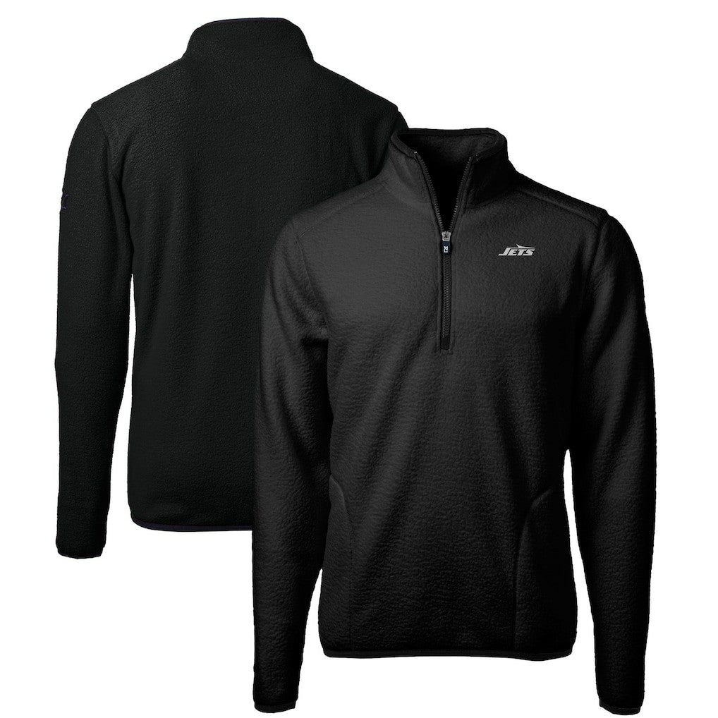 Cutter & Buck Big & Tall Monochromatic Logo Cascade Eco Sherpa Fleece Quarter-Zip Jacket - New York Jets