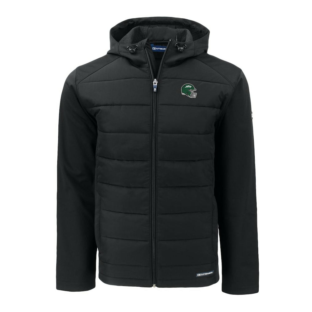 Cutter & Buck Big & Tall Helmet Evoke Hybrid Eco Softshell Recycled Full-Zip Hoodie Jacket - New York Jets