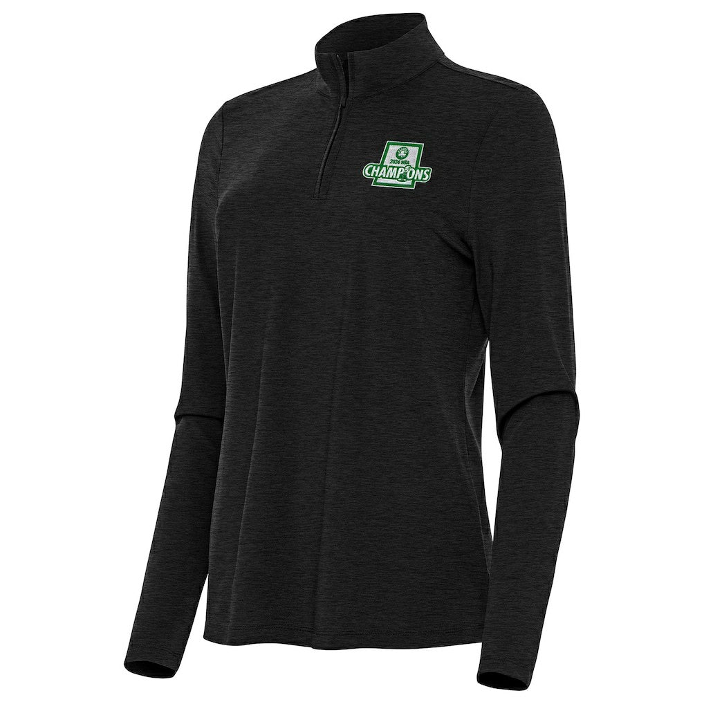NBA Boston Celtics Antigua Women's 2024 NBA Finals Champions Bright Quarter-Zip Pullover Top