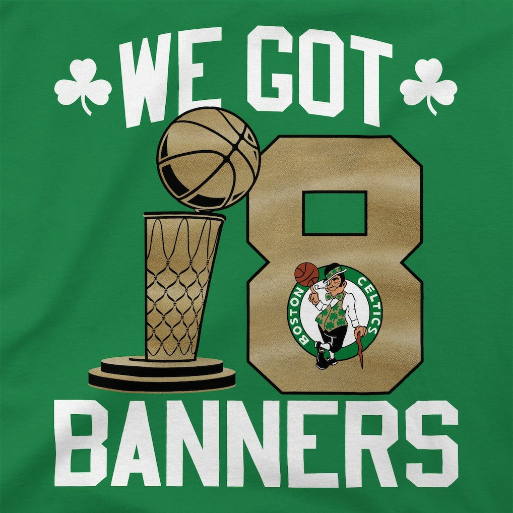 NBA Boston Celtics Stadium Essentials 2024 NBA Finals Champions 18 Banners T-Shirt - Kelly Green discount