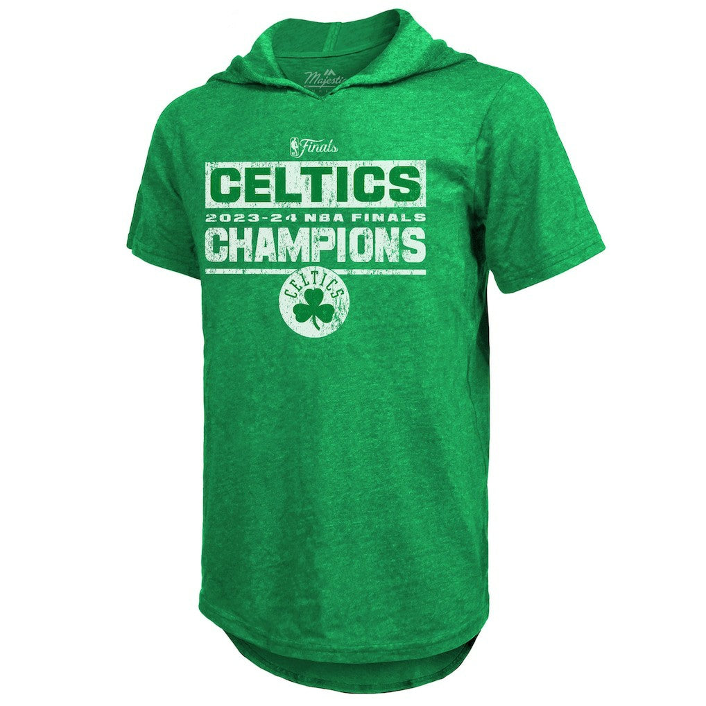 NBA Boston Celtics Majestic Threads Women's 2024 NBA Finals Champions Tri-Blend Short Sleeve Pullover Hoodie Top - Kelly Green on sale