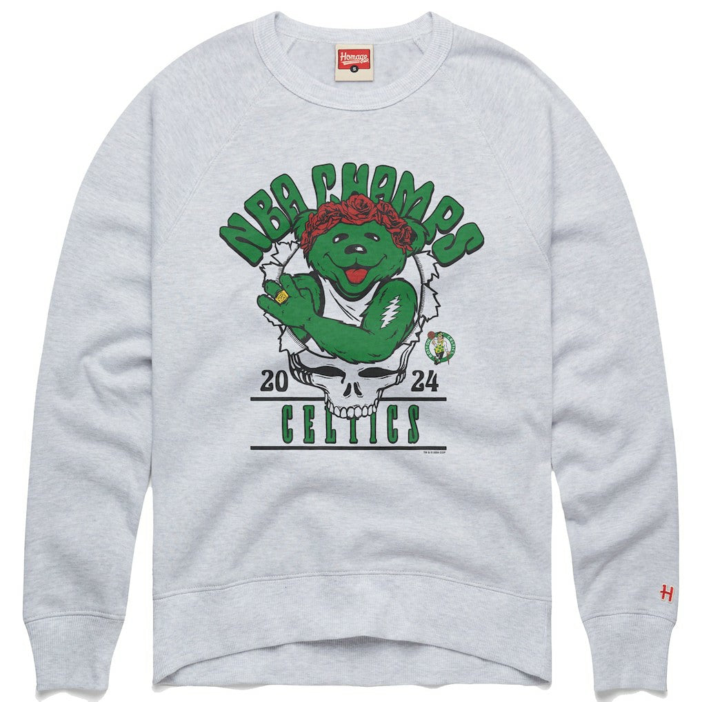 NBA Boston Celtics Homage Unisex 2024 NBA Finals Champions Grateful Dead Tri-Blend Pullover Sweatshirt