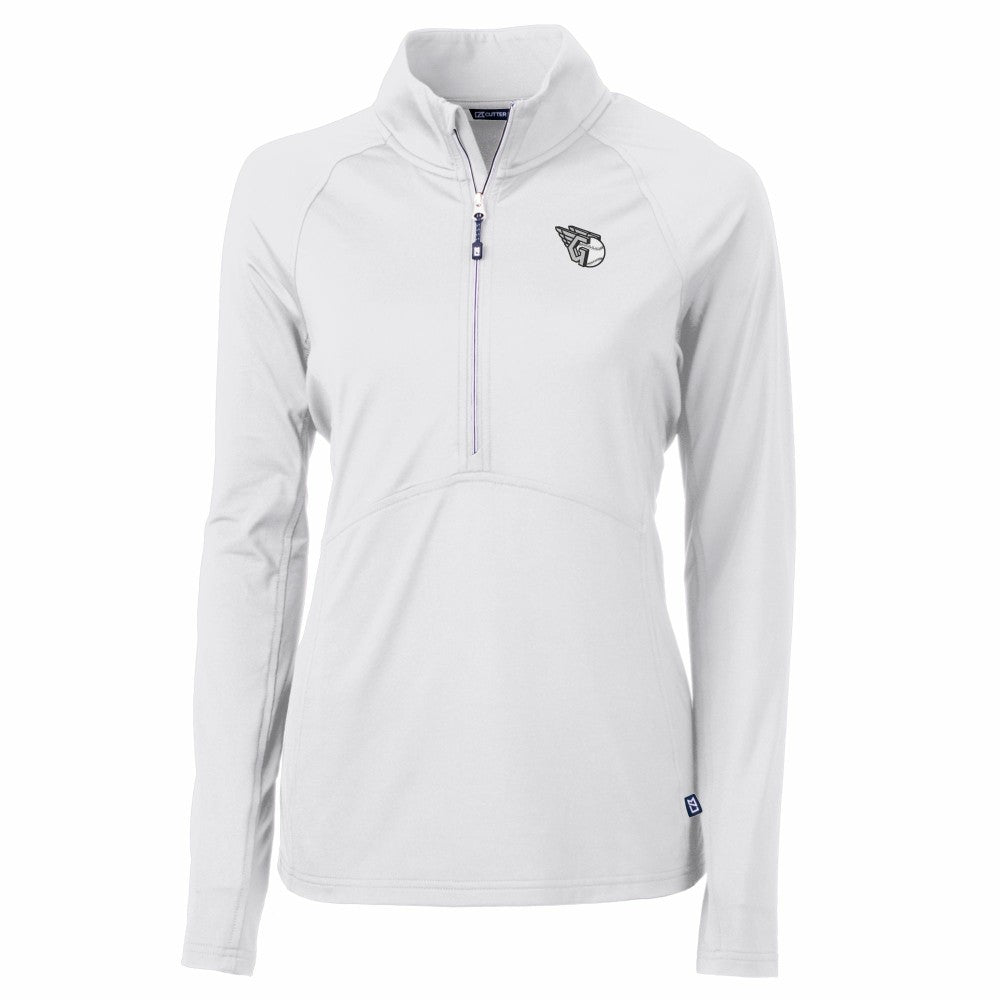 MLB Cleveland Guardians Cutter & Buck Women's Adapt Eco Knit Stretch Recycled Half-Zip DryTec Top