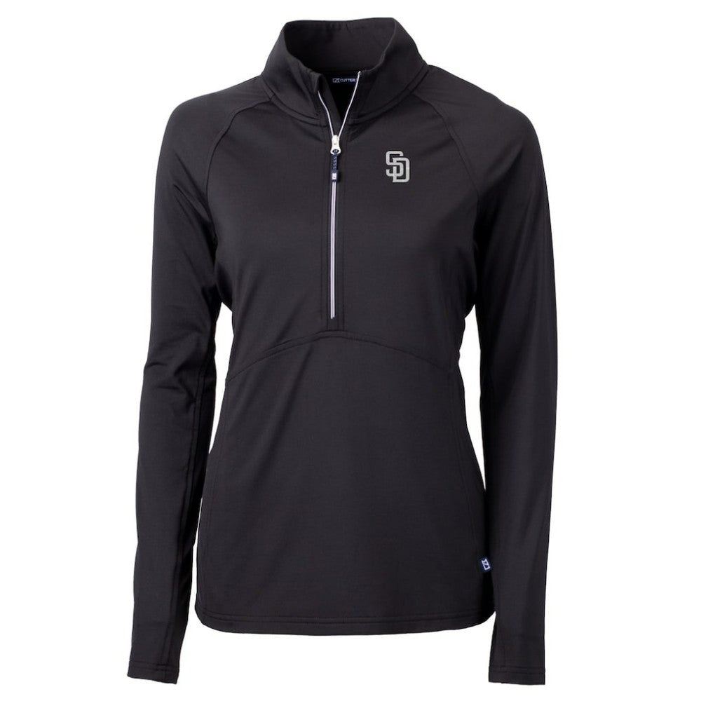 MLB San Diego Padres Cutter & Buck Women's Adapt Eco Knit Stretch Recycled Half-Zip DryTec Top