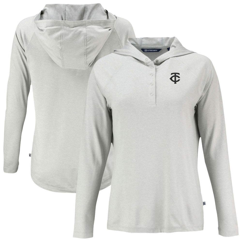MLB Minnesota Twins Cutter & Buck Women's Coastline Epic Comfort Eco Recycled Raglan Long Sleeve Hoodie T-Shirt