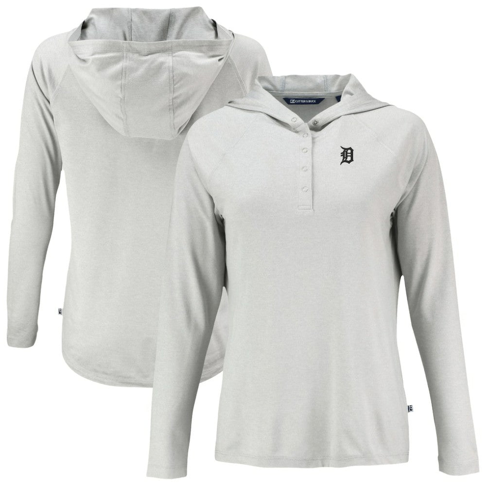 MLB Detroit Tigers Cutter & Buck Women's Coastline Epic Comfort Eco Recycled Raglan Long Sleeve Hoodie T-Shirt