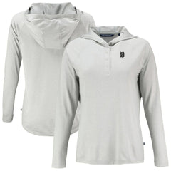 MLB Detroit Tigers Cutter & Buck Women's Coastline Epic Comfort Eco Recycled Raglan Long Sleeve Hoodie T-Shirt