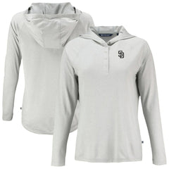 MLB San Diego Padres Cutter & Buck Women's Coastline Epic Comfort Eco Recycled Raglan Long Sleeve Hoodie T-Shirt