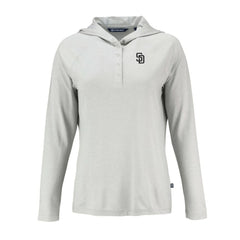 MLB San Diego Padres Cutter & Buck Women's Coastline Epic Comfort Eco Recycled Raglan Long Sleeve Hoodie T-Shirt