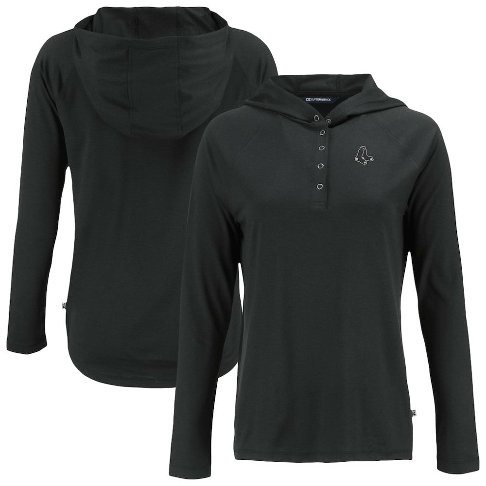 MLB Boston Red Sox Cutter & Buck Women's Coastline Epic Comfort Eco Recycled Raglan Long Sleeve Hoodie T-Shirt