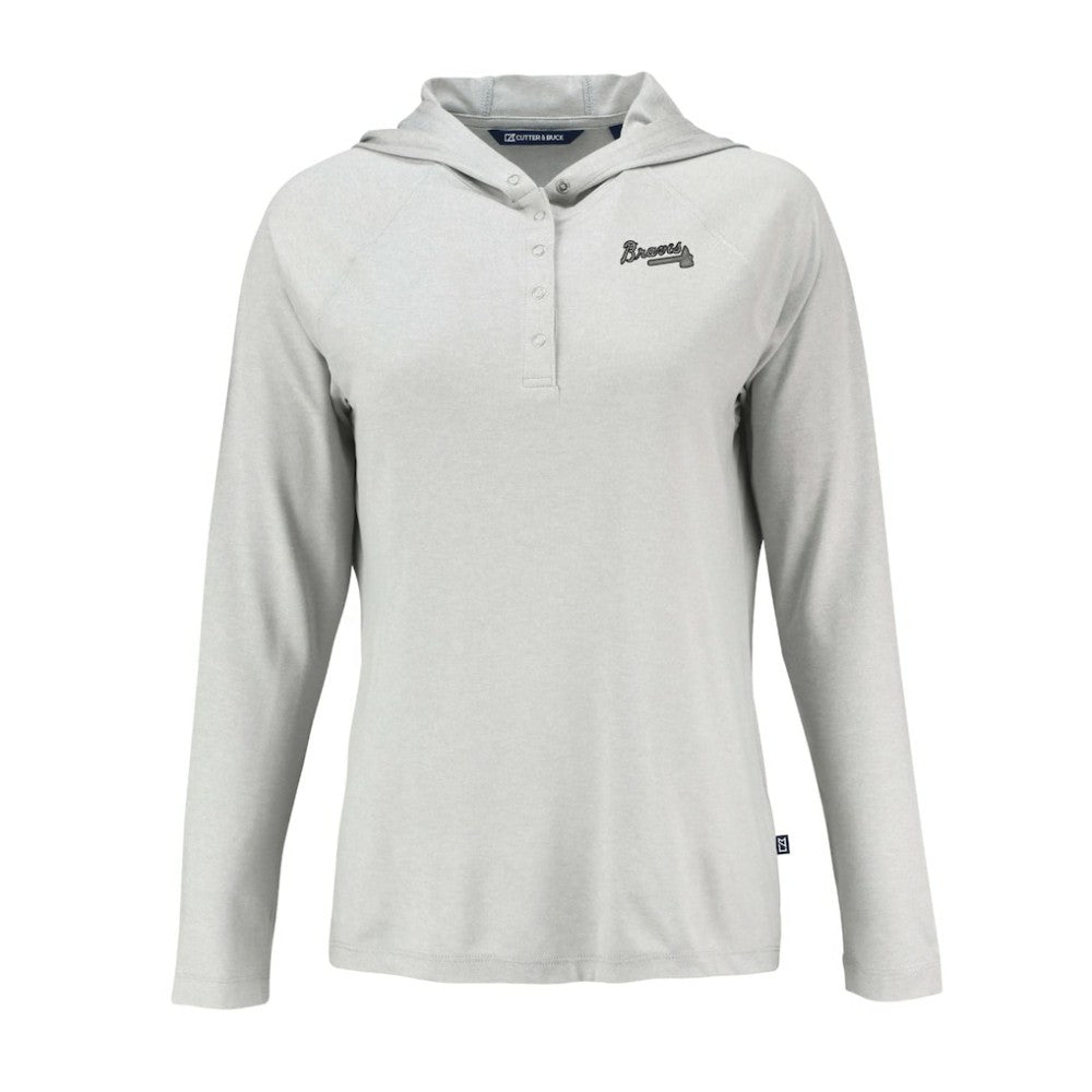 MLB Atlanta Braves Cutter & Buck Women's Coastline Epic Comfort Eco Recycled Raglan Long Sleeve Hoodie T-Shirt