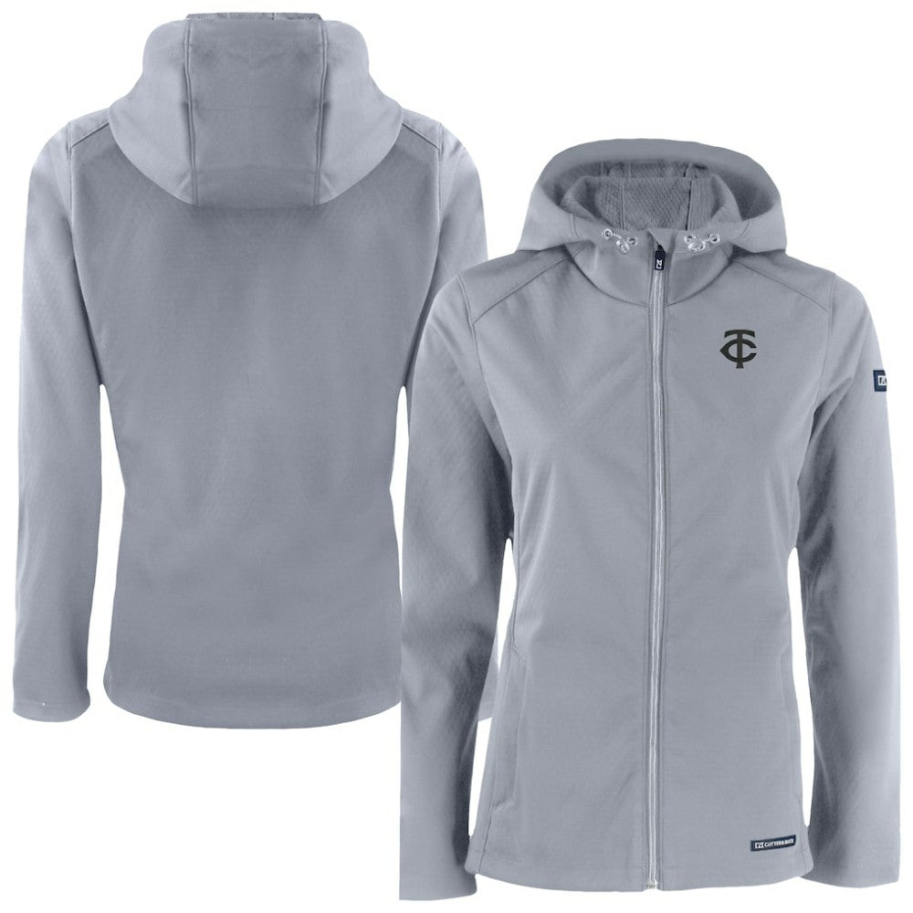 MLB Minnesota Twins Cutter & Buck Women's Evoke Eco Softshell Recycled Full-Zip Hoodie Jacket