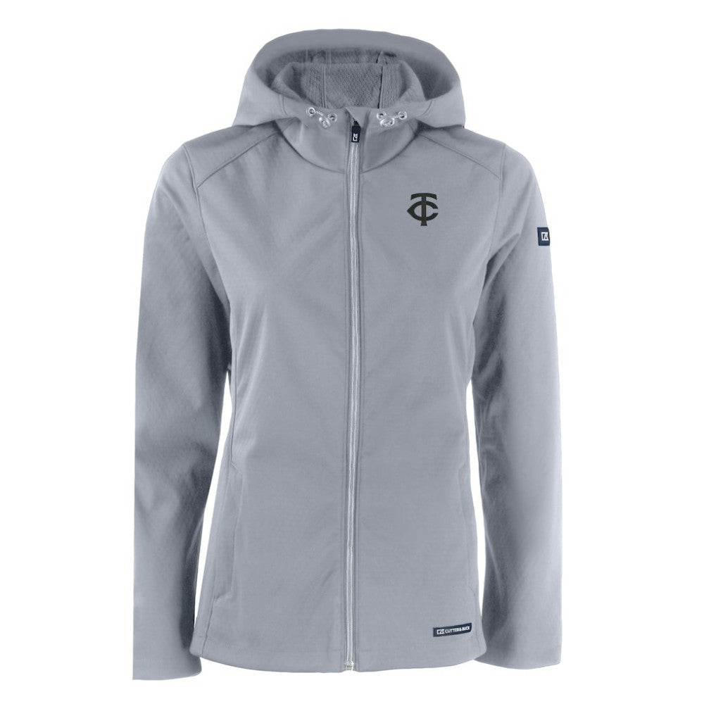 MLB Minnesota Twins Cutter & Buck Women's Evoke Eco Softshell Recycled Full-Zip Hoodie Jacket