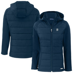 MLB Detroit Tigers Cutter & Buck Women's Evoke Hybrid Eco Softshell Recycled Full-Zip Hooded Jacket