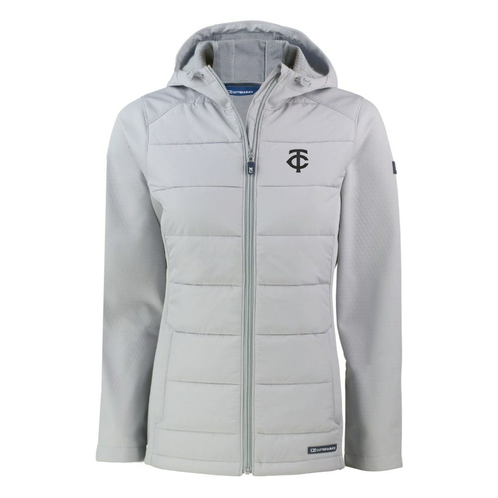 MLB Minnesota Twins Cutter & Buck Women's Evoke Hybrid Eco Softshell Recycled Full-Zip Hooded Jacket