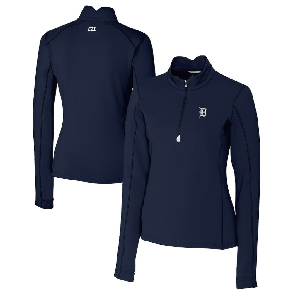 MLB Detroit Tigers Cutter & Buck Women's Traverse Stretch Quarter-Zip Pullover Top