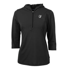 MLB Baltimore Orioles Cutter & Buck Women's Virtue Eco Pique Half-Zip 3/4 Sleeve Pullover Hoodie