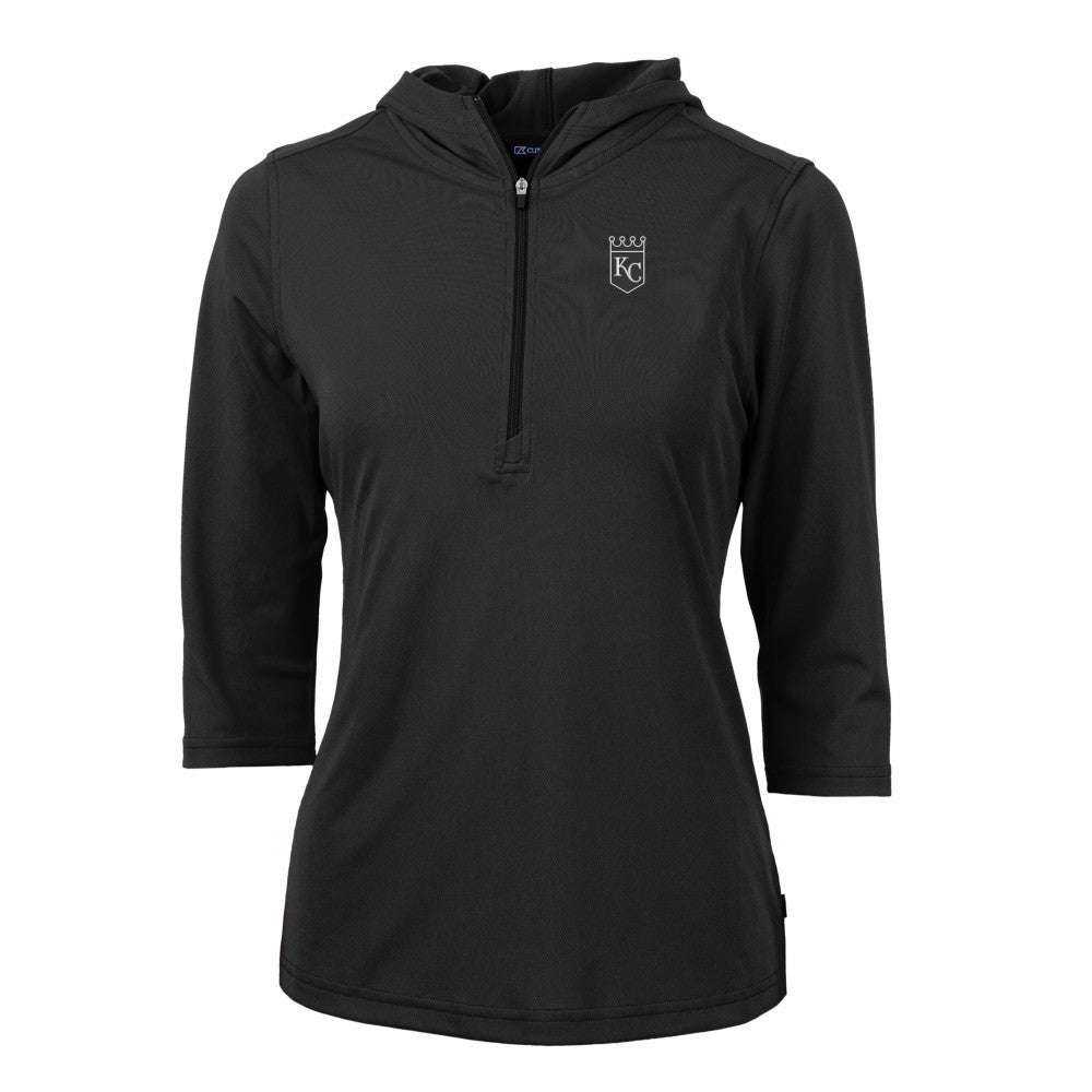 MLB Kansas City Royals Cutter & Buck Women's Virtue Eco Pique Half-Zip 3/4 Sleeve Pullover Hoodie