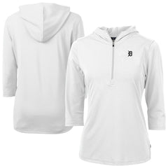 MLB Detroit Tigers Cutter & Buck Women's Virtue Eco Pique Half-Zip 3/4 Sleeve Pullover Hoodie