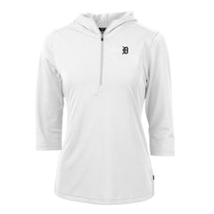 MLB Detroit Tigers Cutter & Buck Women's Virtue Eco Pique Half-Zip 3/4 Sleeve Pullover Hoodie