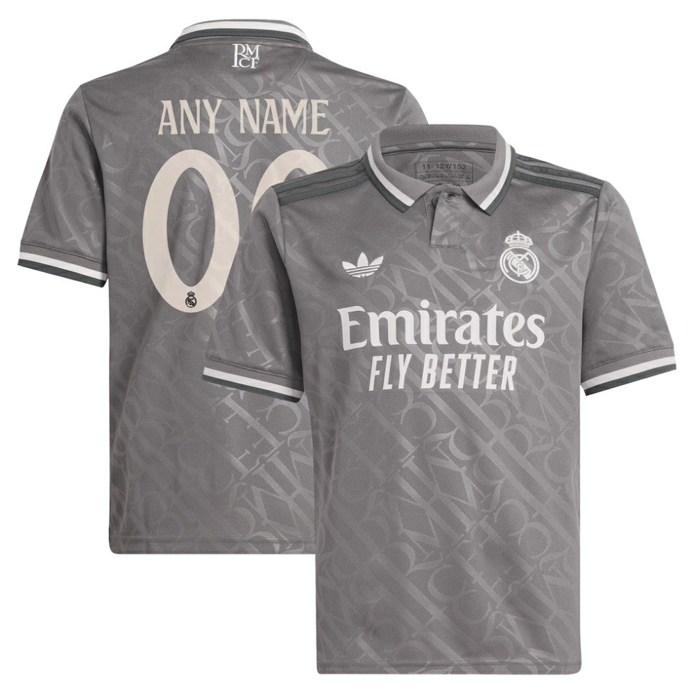 Real Madrid Originals Youth 2024/25 Third Replica Custom Jersey - Adidas Charcoal