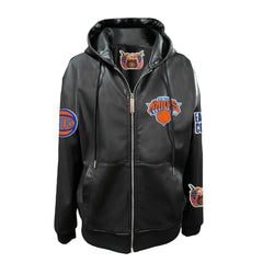 NBA New York Knicks Jeff Hamilton Vegan Leather Full-Zip Hoodie