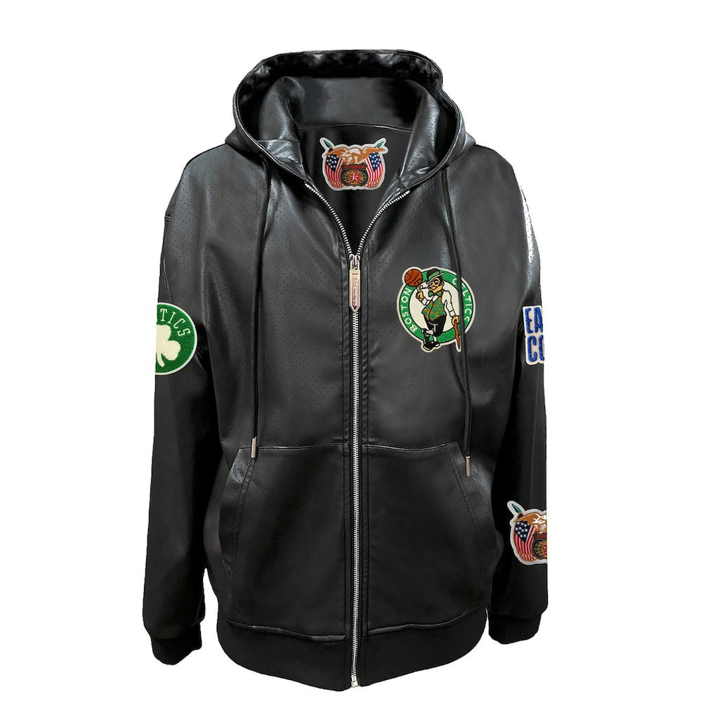 NBA Boston Celtics Jeff Hamilton Vegan Leather Full-Zip Hoodie
