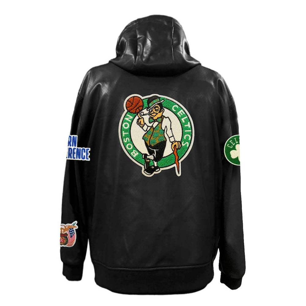 NBA Boston Celtics Jeff Hamilton Vegan Leather Full-Zip Hoodie