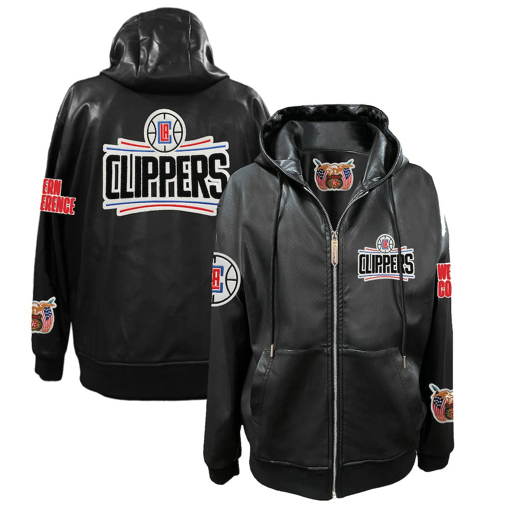 NBA LA Clippers Jeff Hamilton Vegan Leather Full-Zip Hoodie