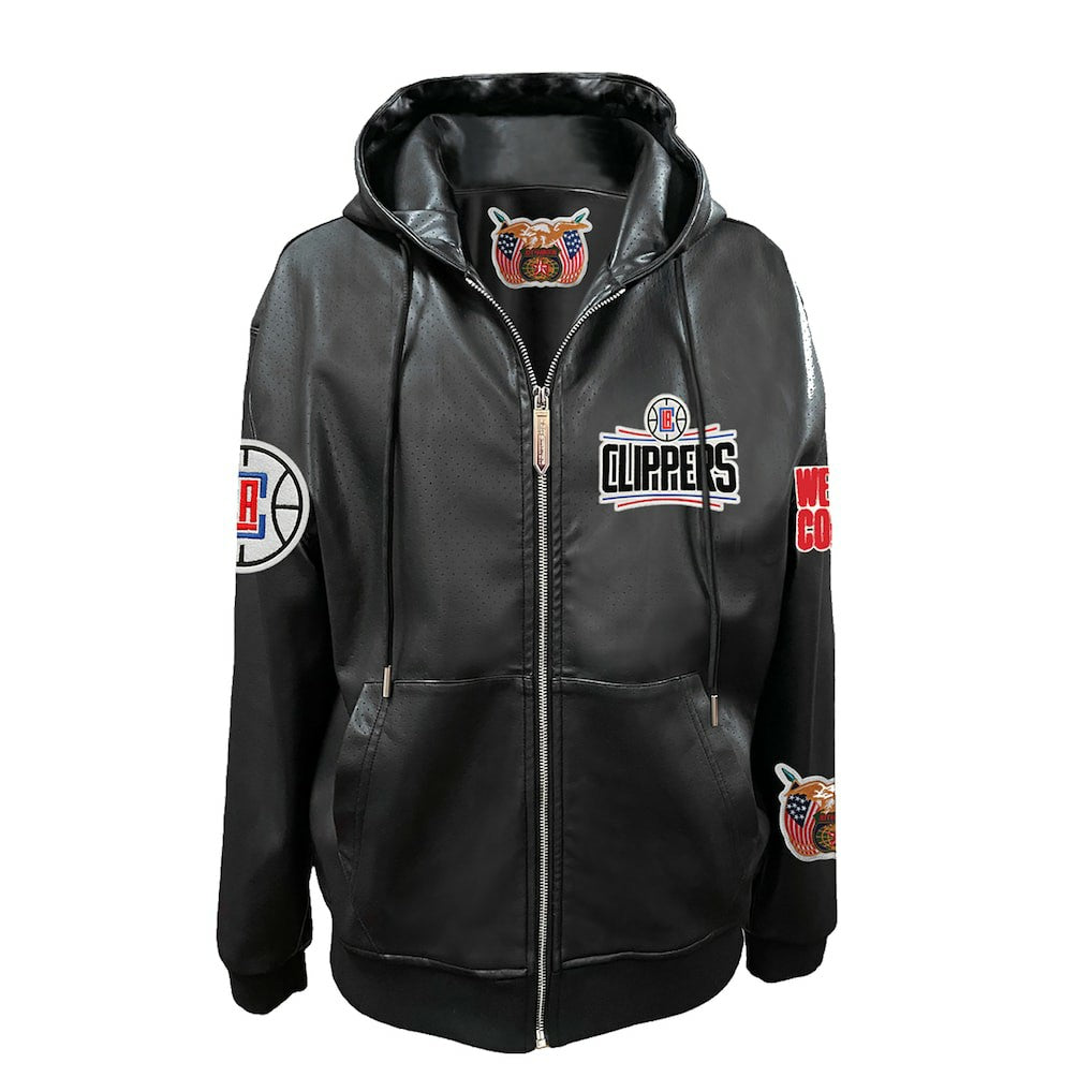NBA LA Clippers Jeff Hamilton Vegan Leather Full-Zip Hoodie