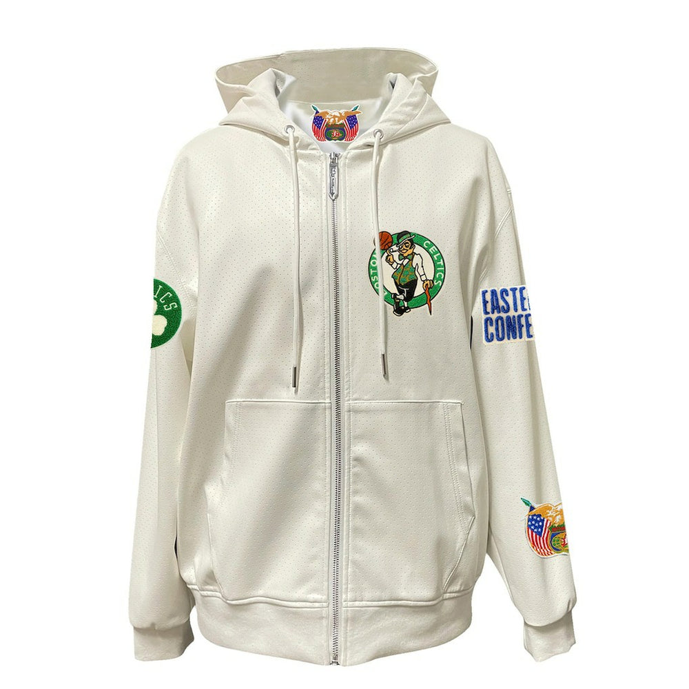 NBA Boston Celtics Jeff Hamilton Vegan Leather Full-Zip Hoodie