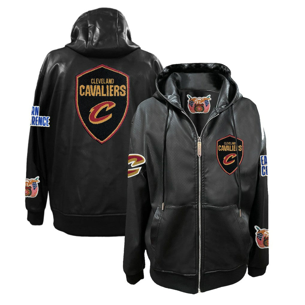 NBA Cleveland Cavaliers Jeff Hamilton Vegan Leather Full-Zip Hoodie sale