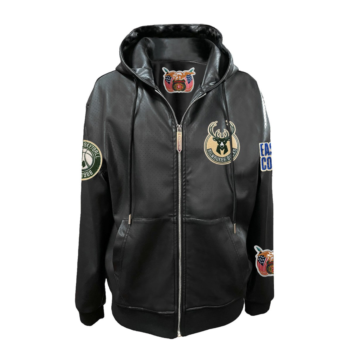 NBA Milwaukee Bucks Jeff Hamilton Vegan Leather Full-Zip Hoodie