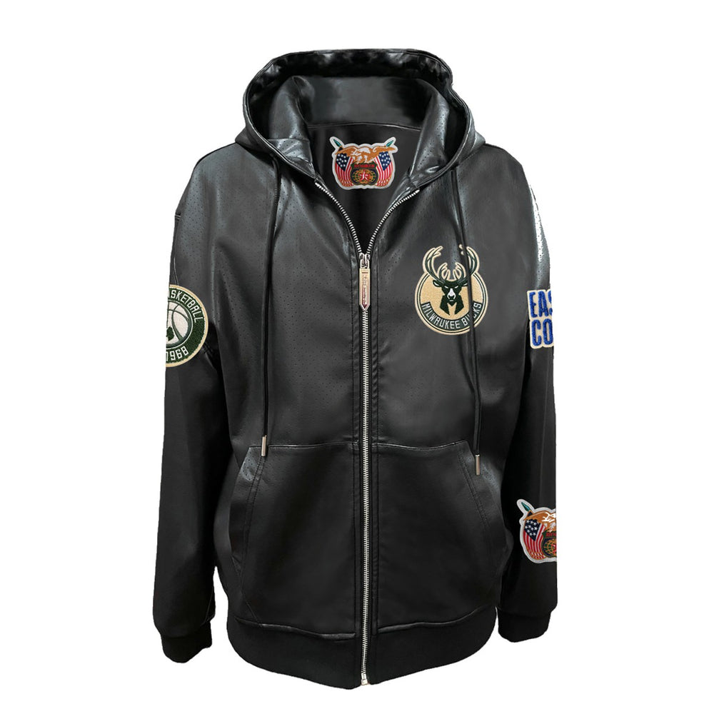 NBA Milwaukee Bucks Jeff Hamilton Vegan Leather Full-Zip Hoodie