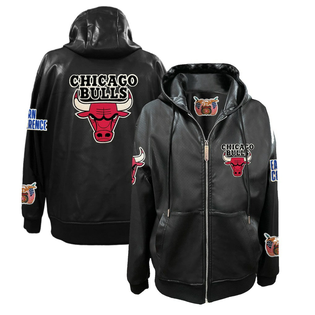 NBA Chicago Bulls Jeff Hamilton Vegan Leather Full-Zip Hoodie