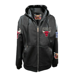 NBA Chicago Bulls Jeff Hamilton Vegan Leather Full-Zip Hoodie