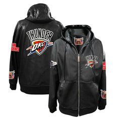 NBA Oklahoma City Thunder Jeff Hamilton Vegan Leather Full-Zip Hoodie