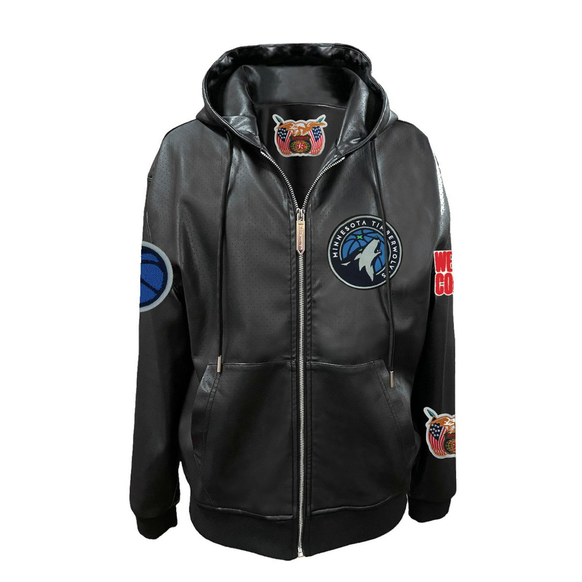 NBA Minnesota Timberwolves Jeff Hamilton Vegan Leather Full-Zip Hoodie