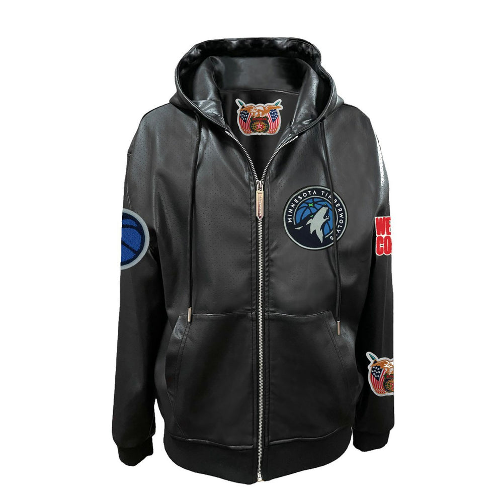 NBA Minnesota Timberwolves Jeff Hamilton Vegan Leather Full-Zip Hoodie