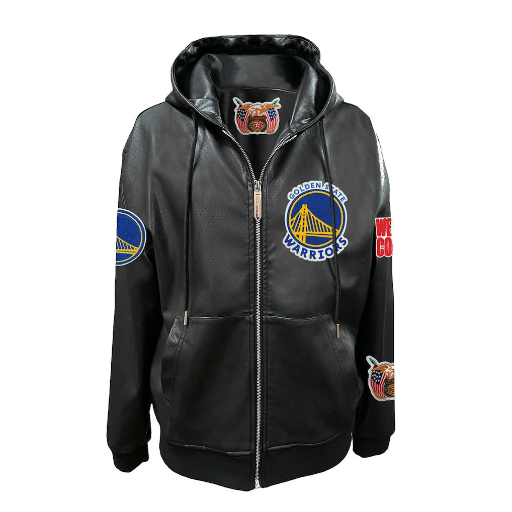 NBA Golden State Warriors Jeff Hamilton Vegan Leather Full-Zip Hoodie sale