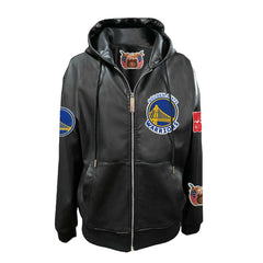 NBA Golden State Warriors Jeff Hamilton Vegan Leather Full-Zip Hoodie sale