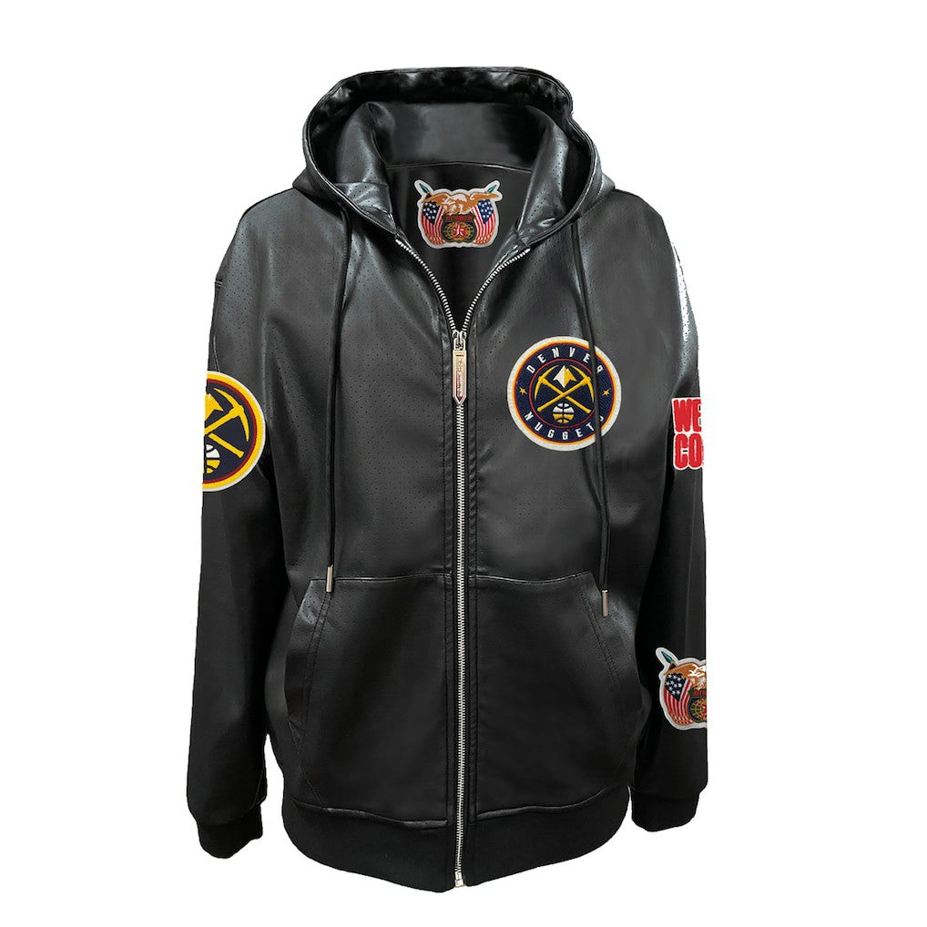 NBA Denver Nuggets Jeff Hamilton Vegan Leather Full-Zip Hoodie sale