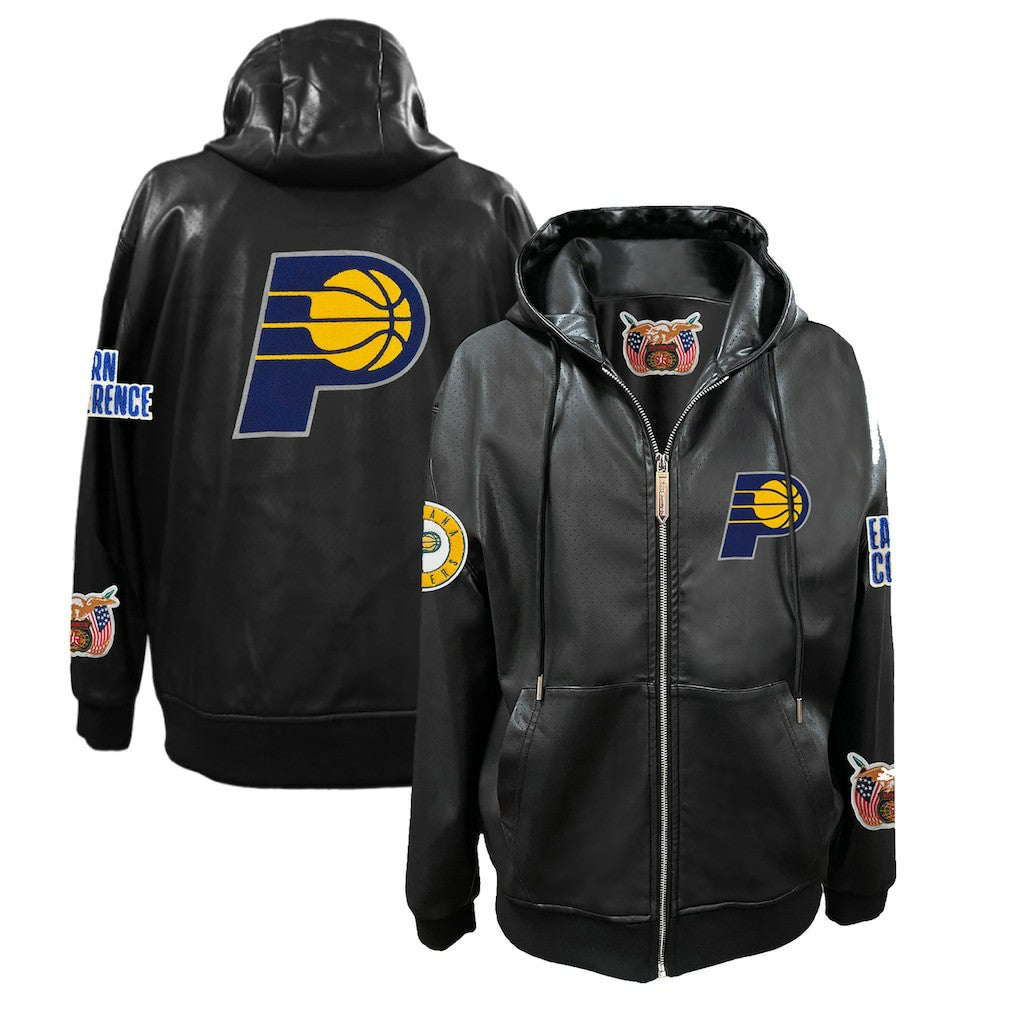 NBA Indiana Pacers Jeff Hamilton Vegan Leather Full-Zip Hoodie
