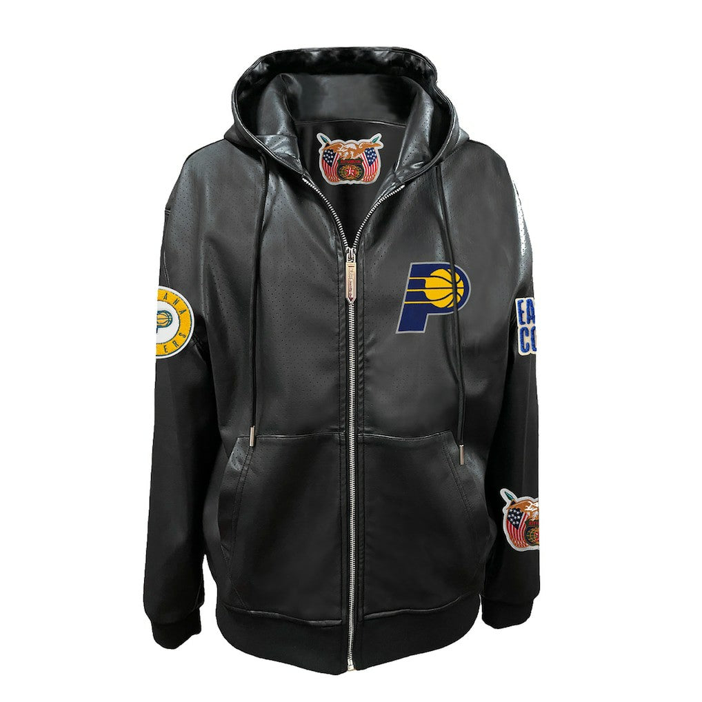 NBA Indiana Pacers Jeff Hamilton Vegan Leather Full-Zip Hoodie