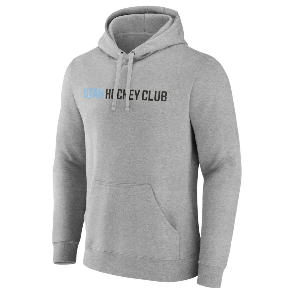 NHL Heather Gray Utah Mammoth Fanatics Wordmark Logo Fleece Pullover Hoodie