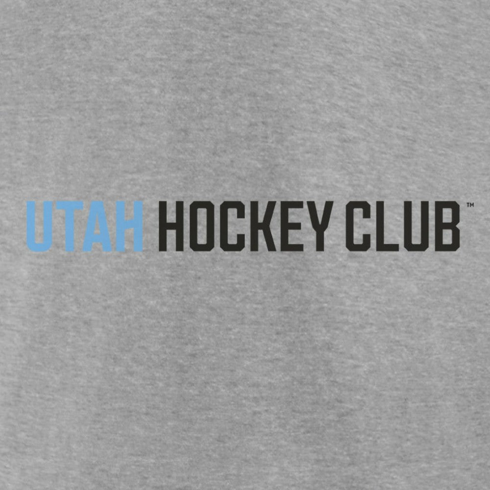 NHL Heather Gray Utah Mammoth Fanatics Wordmark Logo Fleece Pullover Hoodie