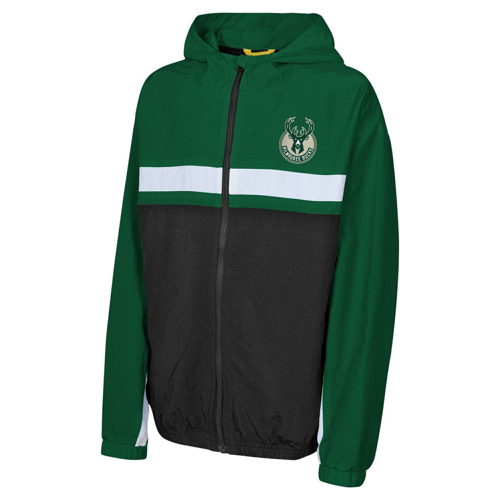 NBA Milwaukee Bucks Youth Headliner Windbreaker Full-Zip Hoodie Jacket