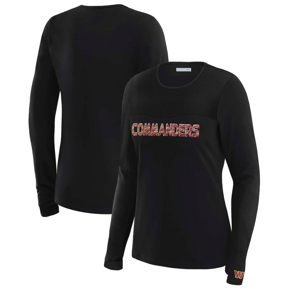 WEAR by Erin Andrews x Gracie Hunt Women's Mesh Panel Long Sleeve T-Shirt - Washington Commanders